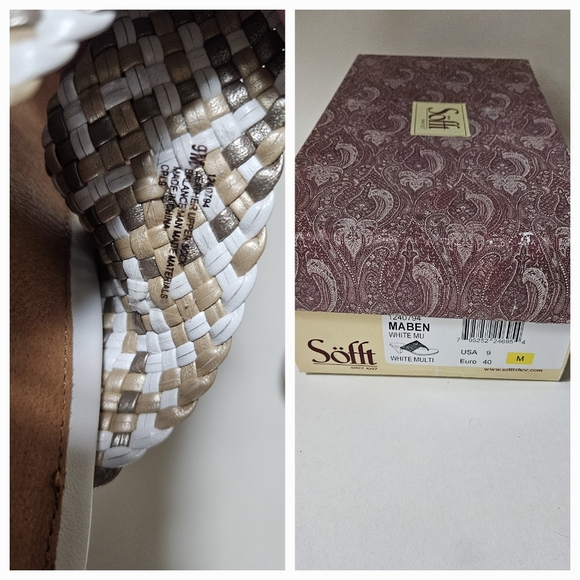 Brand new in box, Sofft Maben shoes size 9 in white/multi. Weave thong heel sand - Picture 8 of 12